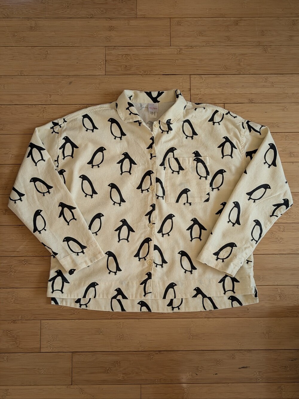 Hanna Andersson Adult Unisex Flannel Holiday Penguin Pajama Top